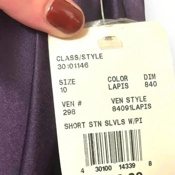 NWT David’s Bridal Strapless Short Bubble Skirt Rouched Waist Lapis/Purple Dress - Picture 7 of 16